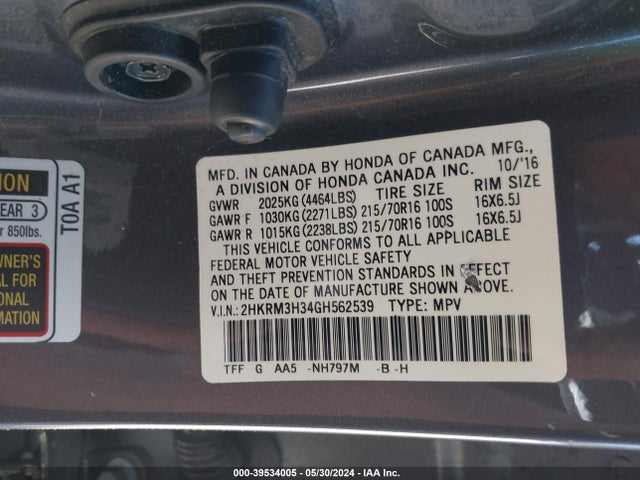 Honda CR-V LX 2016 2HKRM3H34GH562539 Image 9