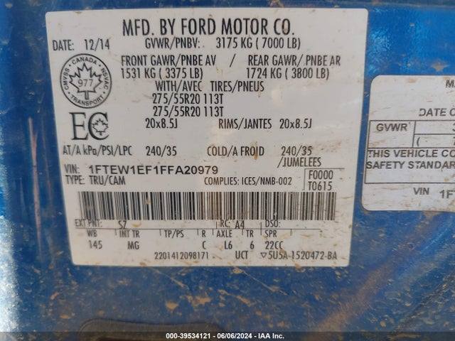 Ford F-150 Xlt 2015 1FTEW1EF1FFA20979 Image 9