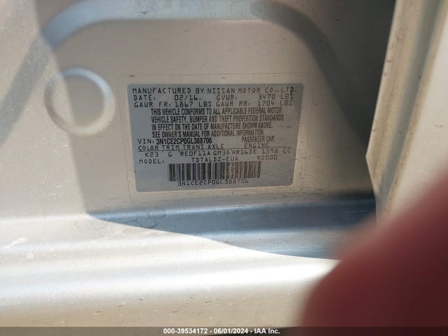 Nissan Versa Note S (sr)/s Plus/sl/sr/sv 2016 3N1CE2CP0GL388706 Image 9