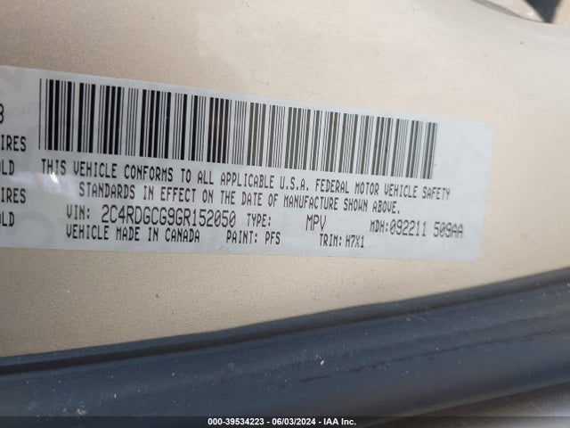 Dodge Grand Caravan Sxt 2016 2C4RDGCG9GR152050 Image 9
