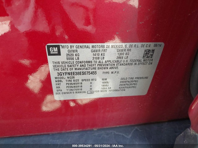 Cadillac Srx Luxury Collection 2014 3GYFNEE38ES675455 Image 9