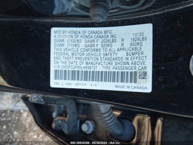 Honda Civic Sport 2020 2HGFC2F85LH598727 Image 9