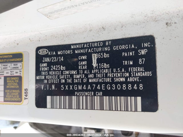 KIA Optima Lx 2014 5XXGM4A74EG308848 Image 9