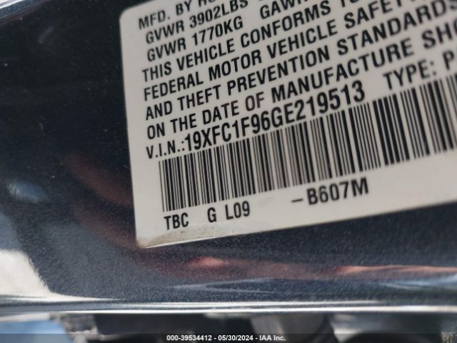 19XFC1F96GE219513 Honda Civic Touring