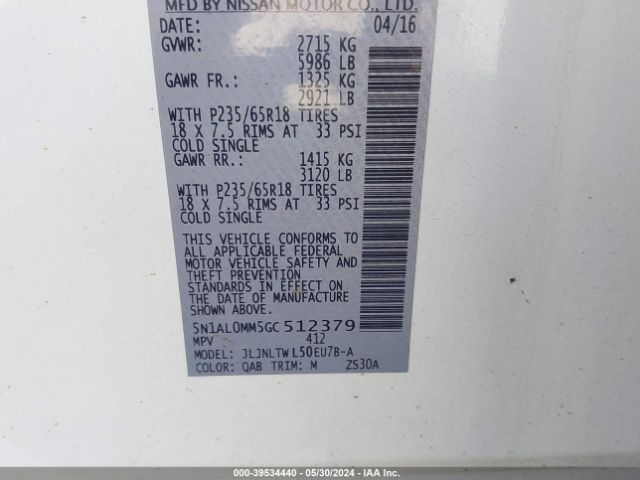 5N1AL0MM5GC512379 Infiniti QX60