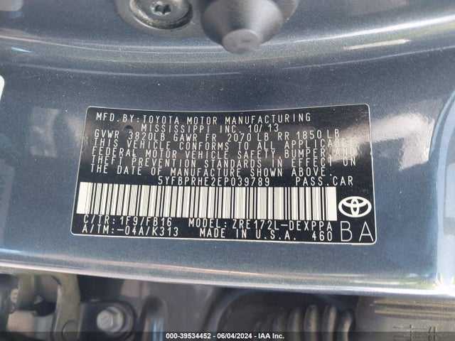 Toyota Corolla Le Eco Plus 2014 5YFBPRHE2EP039789 Image 9