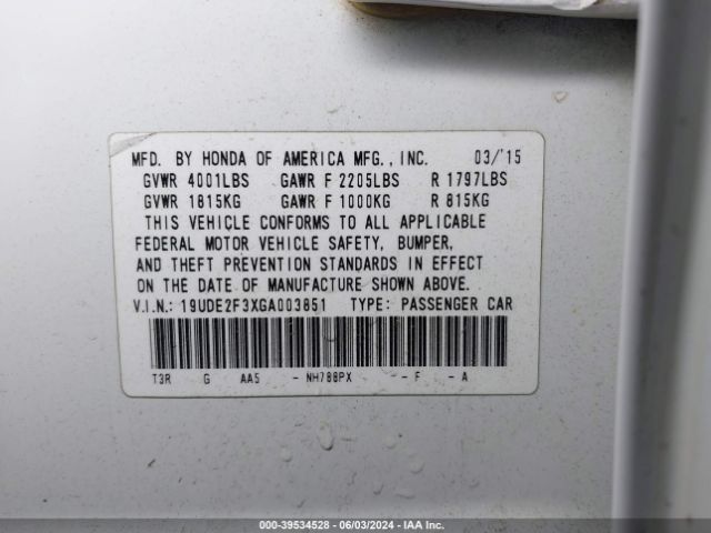 19UDE2F3XGA003851 Acura Ilx 2.4l/acurawatch Plus Package