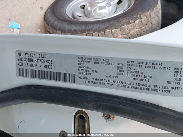 RAM 2500 Tradesman  4x4 8' Box 2022 3C6UR5HJ7NG273061 Image 9