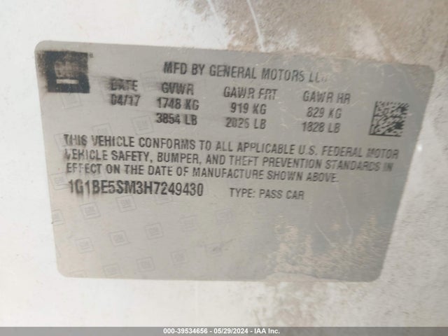 Chevrolet Cruze Lt Auto 2017 1G1BE5SM3H7249430 Image 9