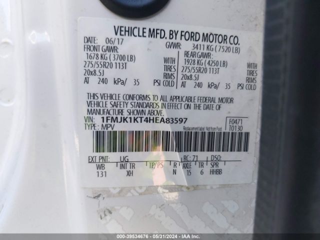1FMJK1KT4HEA83597 Ford Expedition El Limited