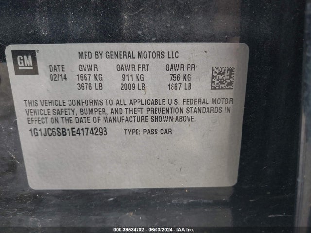 Chevrolet Sonic Lt Auto 2014 1G1JC6SB1E4174293 Image 9
