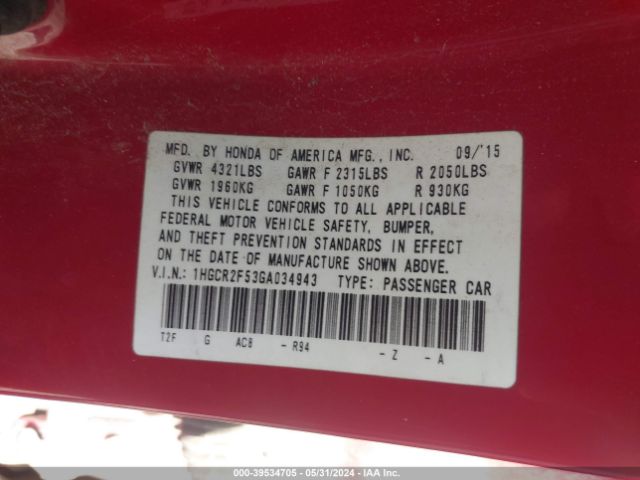 1HGCR2F53GA034943 Honda Accord Sport