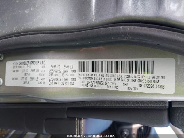 1C4PJMDB1FW501127 Jeep Cherokee Limited