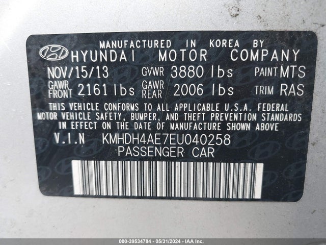 Hyundai ELANTRA SE 2014 KMHDH4AE7EU040258 Image 9