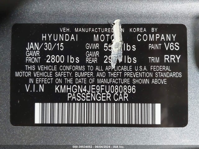 Hyundai Genesis 3.8 2015 KMHGN4JE9FU080896 Image 9