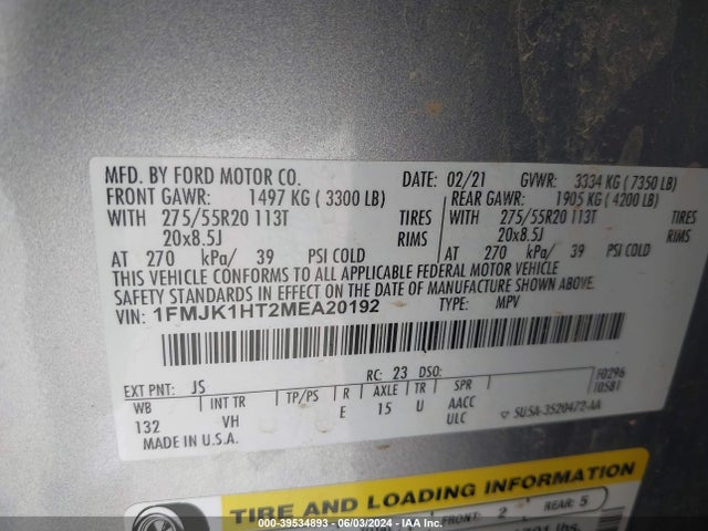 Ford Expedition Xlt Max 2021 1FMJK1HT2MEA20192 Image 9