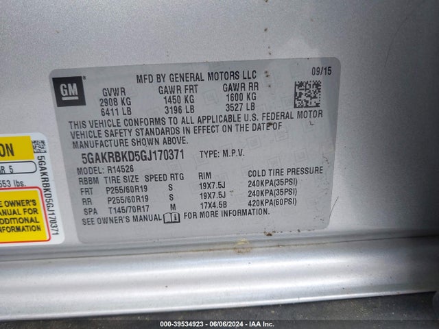 5GAKRBKD5GJ170371 Buick Enclave Leather