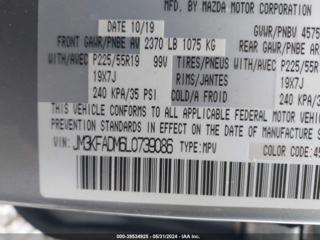 JM3KFADM6L0739086 Mazda Cx-5 Grand Touring