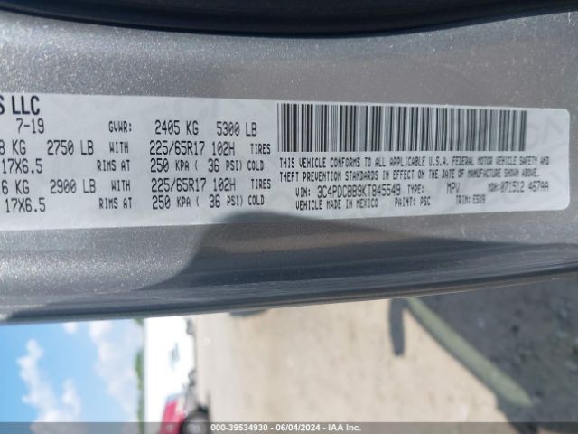 3C4PDCBB9KT845549 Dodge JOURNEY SE