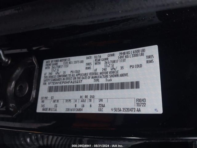 1FTEW1EP0HFA23237 Ford F-150 Xl