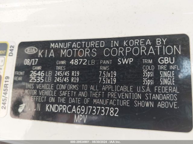 KNDPRCA69J7373782 KIA Sportage Sx Turbo