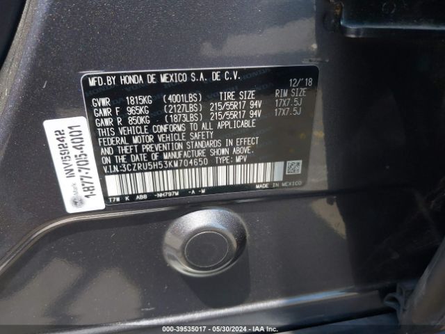 3CZRU5H53KM704650 Honda HR-V EX