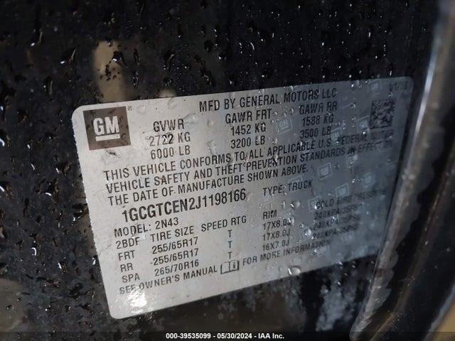 Chevrolet Colorado Lt 2018 1GCGTCEN2J1198166 Image 9