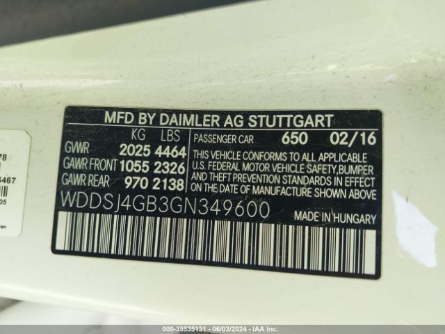 WDDSJ4GB3GN349600 Mercedes-Benz CLA 250 4MATIC