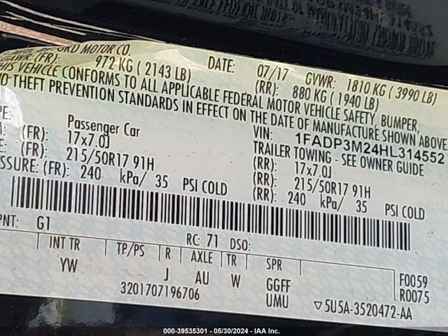 Ford FOCUS SEL 2017 1FADP3M24HL314552 Image 9
