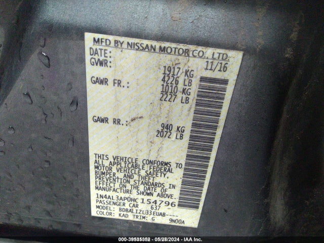 Nissan Altima 2.5 Sv 2017 1N4AL3AP0HC154796 Image 9
