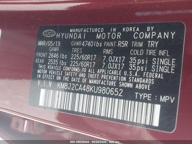 Hyundai TUCSON SE 2019 KM8J2CA48KU980652 Image 9