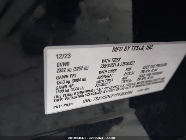 7SAYGDEF7PF959994 Tesla Model Y Awd/performance Dual Motor All-wheel Drive