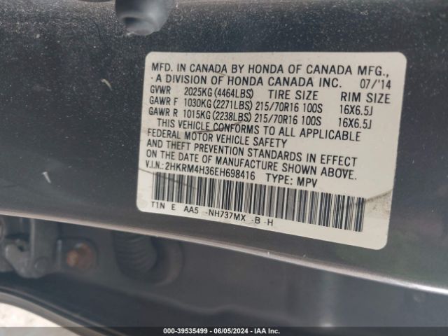 2HKRM4H36EH698416 Honda CR-V LX