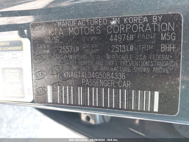 KIA Optima Lx 2016 KNAGT4L34G5084336 Image 9