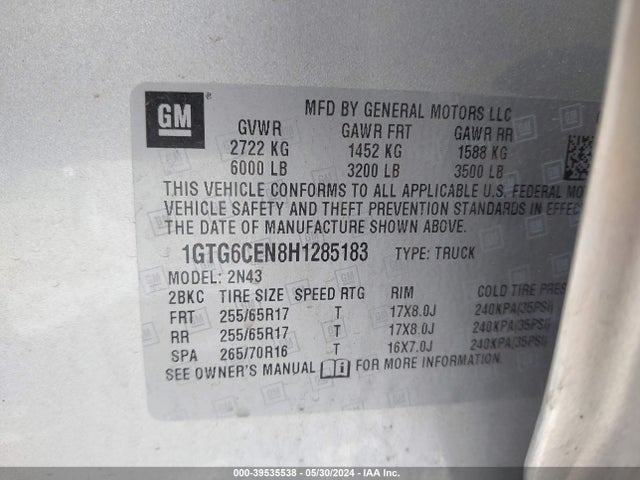1GTG6CEN8H1285183 GMC CANYON SLE