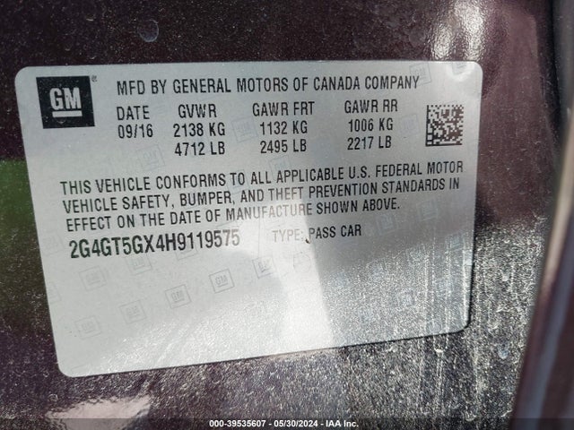 2G4GT5GX4H9119575 Buick Regal Turbo Gs