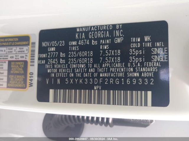 5XYK33DF2RG169332 KIA Sportage Ex