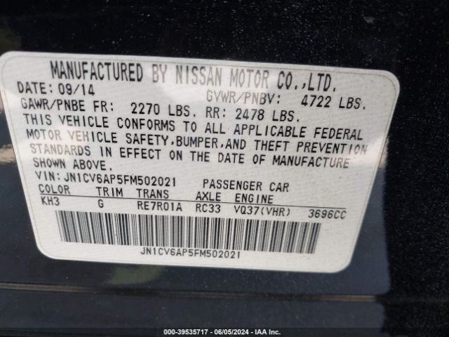 JN1CV6AP5FM502021 Infiniti Q40