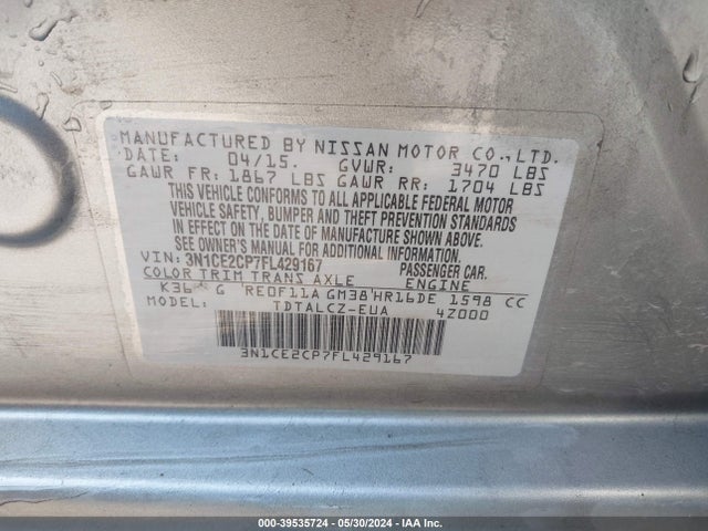 Nissan Versa Note S Plus 2015 3N1CE2CP7FL429167 Image 9