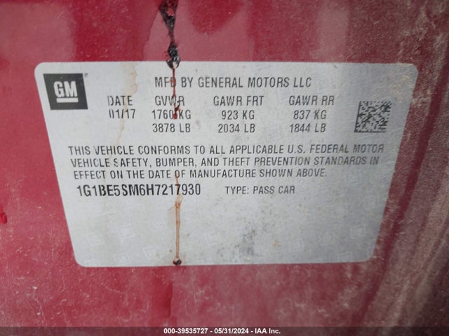 Chevrolet Cruze Lt Auto 2017 1G1BE5SM6H7217930 Image 9