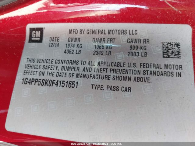 1G4PP5SK0F4151651 Buick Verano