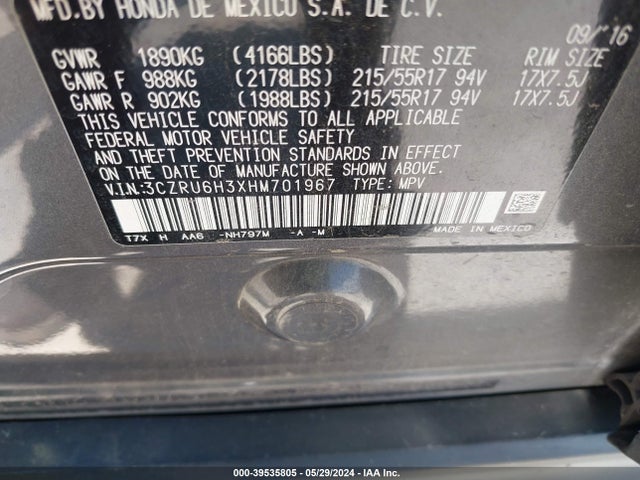 Honda HR-V LX 2017 3CZRU6H3XHM701967 Image 9