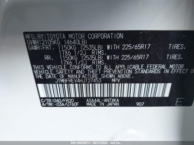 Toyota RAV4 LE 2017 JTMBFREV4HJ127453 Image 9