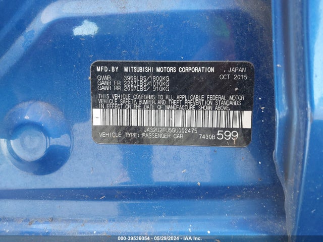 JA32U2FU5GU002475 Mitsubishi LANCER ES