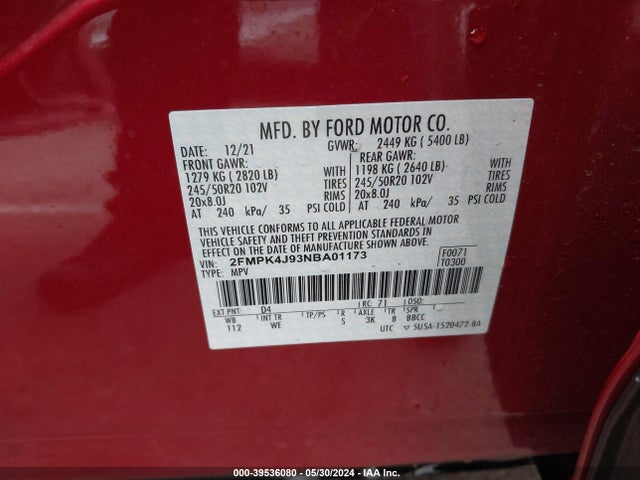 Ford Edge St-line 2022 2FMPK4J93NBA01173 Image 9