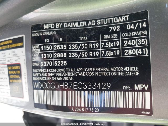 WDCGG5HB7EG333429 Mercedes-Benz GLK 350