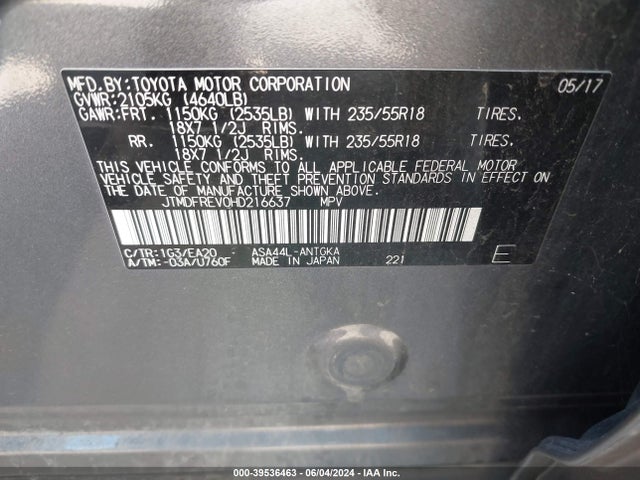 Toyota Rav4 Limited 2017 JTMDFREV0HD216637 Image 9