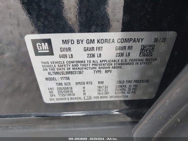 Chevrolet Trailblazer Awd Rs 2021 KL79MUSL8MB031367 Image 9