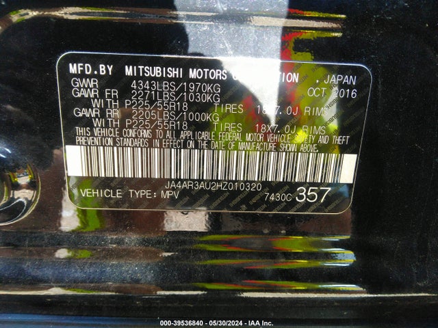 JA4AR3AU2HZ010320 Mitsubishi Outlander Sport 2.0 Es/2.0 Le