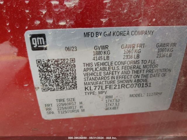 KL77LFE21RC070151 Chevrolet Trax Fwd Sp